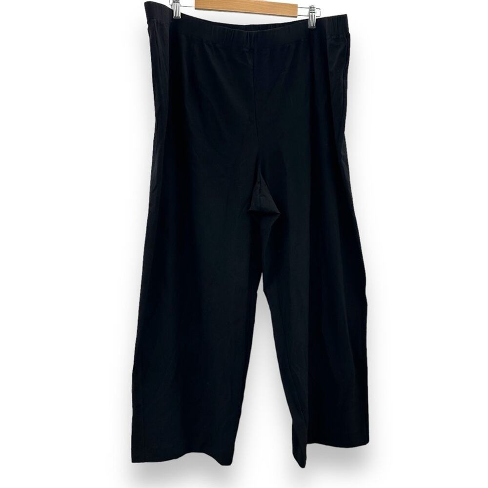 Eileen Fisher Black Straight Leg Pull-On High Rise Pants w/ Yoke Sz 3X Plus NEW